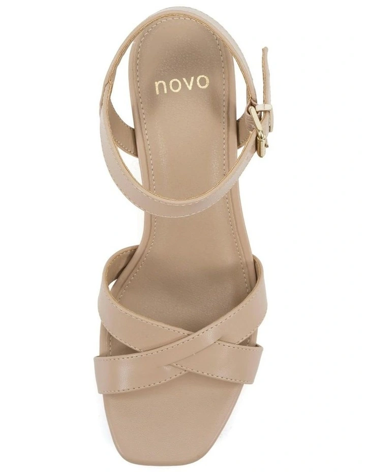 Minny Open Toe Block Heels in Neutral Smooth image 5