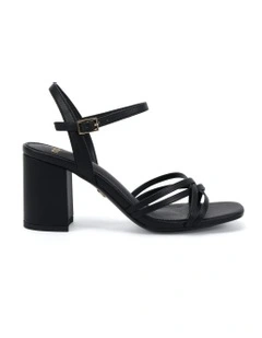 Nirella Open Toe Block Heels in Black