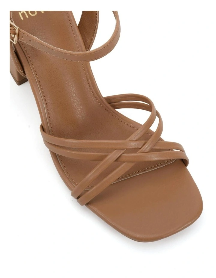 Nirella Open Toe Block Heels in Camel image 4