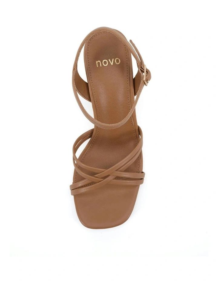 Nirella Open Toe Block Heels in Camel image 5