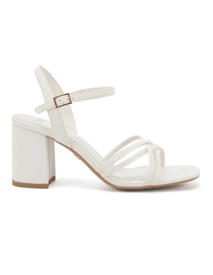 Nirella Open Toe Block Heels in White image 1