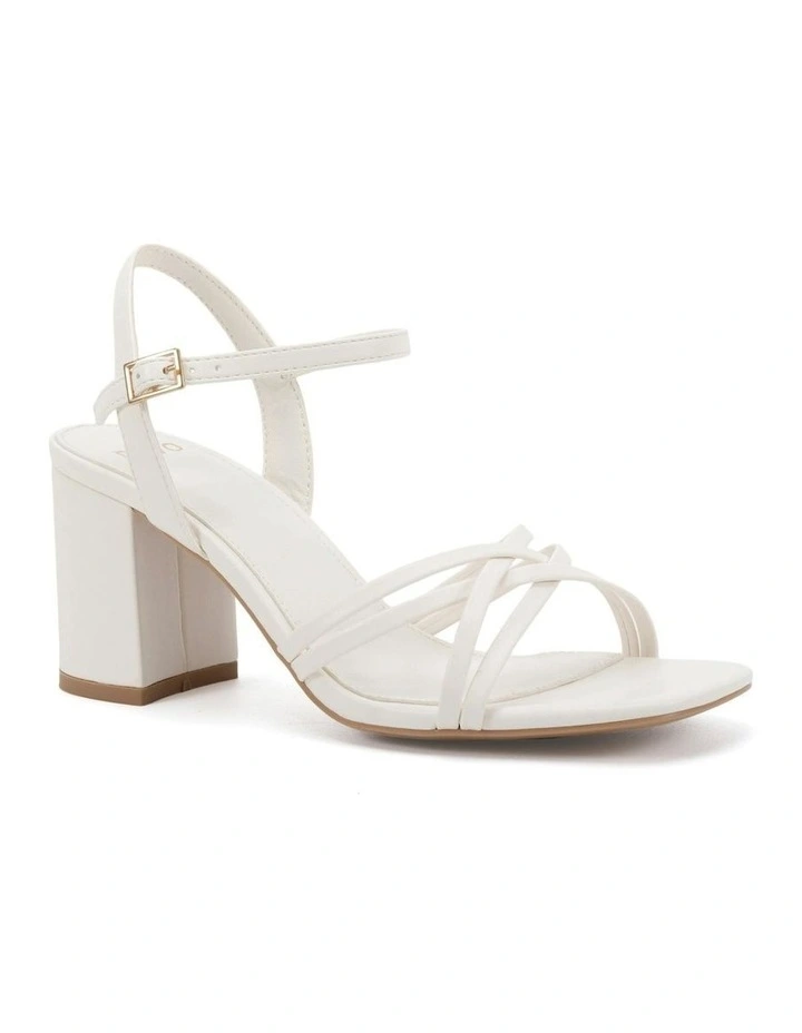 Nirella Open Toe Block Heels in White image 2