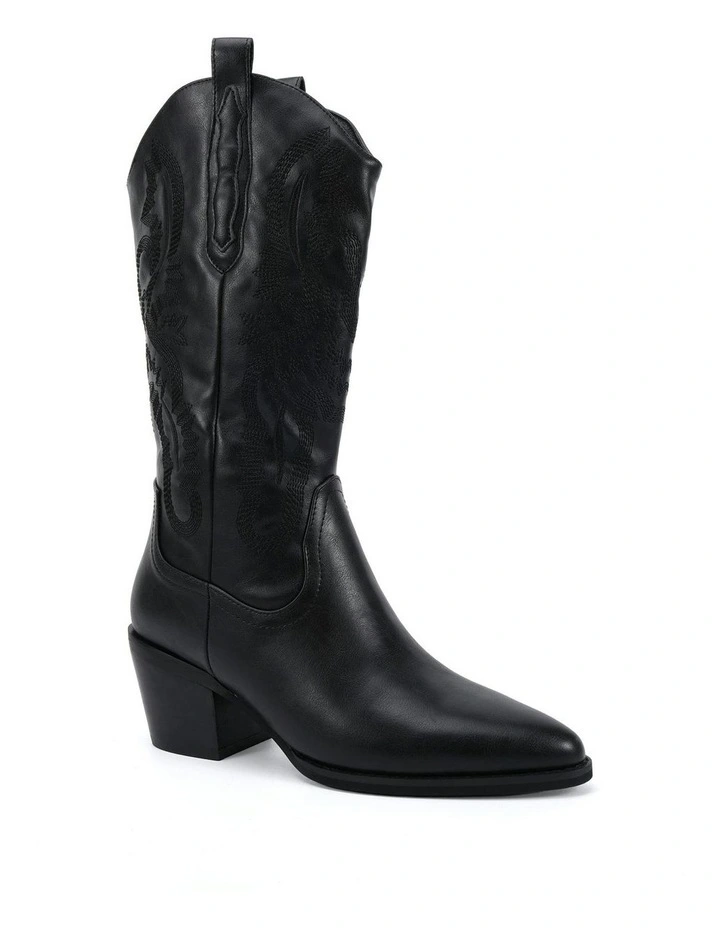 Hallow Cowboy Boots In Black image 2