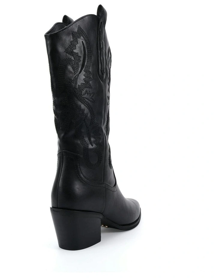 Hallow Cowboy Boots In Black image 3