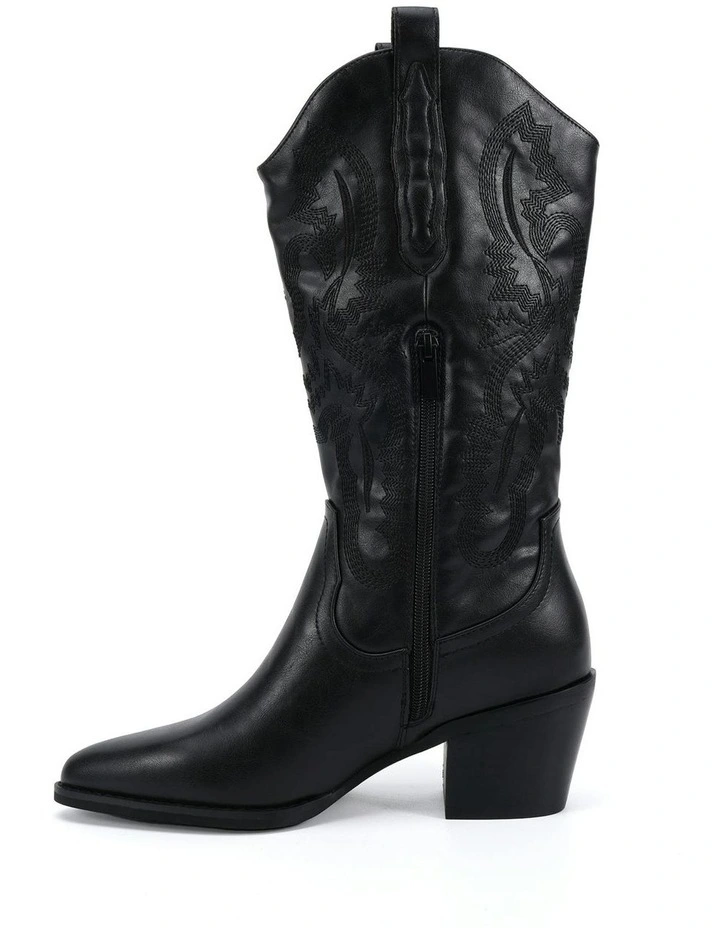 Hallow Cowboy Boots In Black image 6