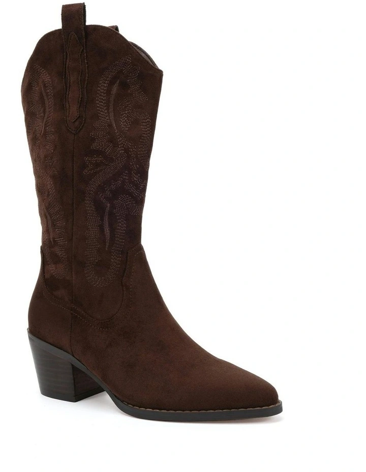 Hallow Cowboy Boots in Espresso Suede image 2