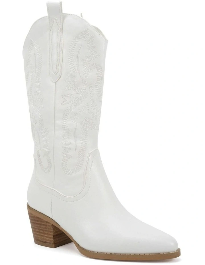 Hallow Cowboy Boots In White image 2