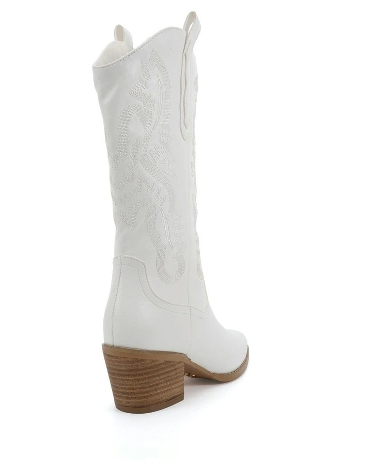 Hallow Cowboy Boots In White image 3