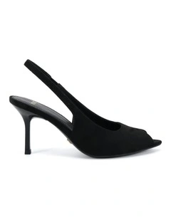 Marcella Court Heels in Black Suede