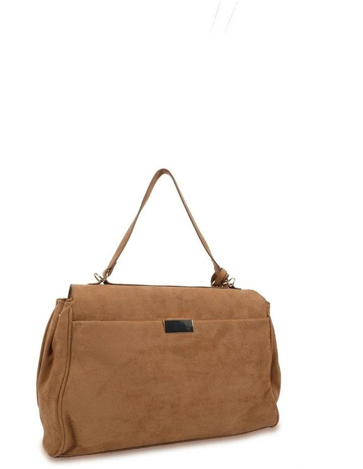 Augustus Top Handle Bag in Tan Suede image 2