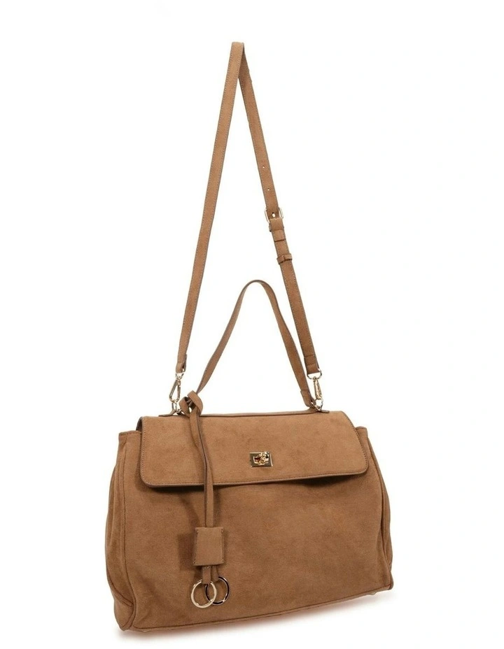 Augustus Top Handle Bag in Tan Suede image 3