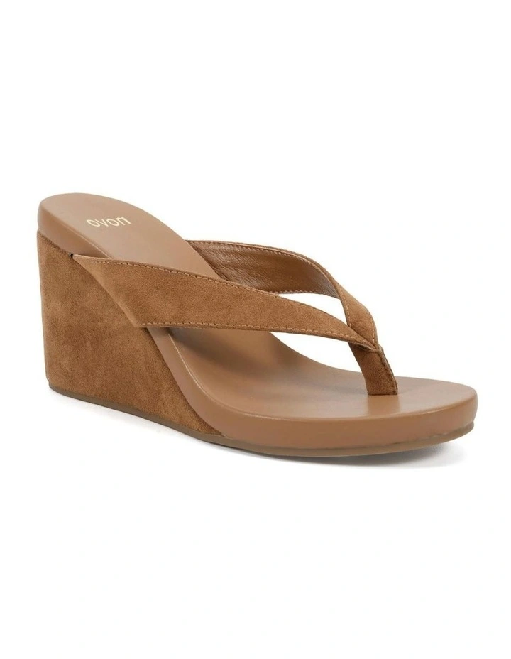 Baci Thong Wedges in Caramel Suede image 2