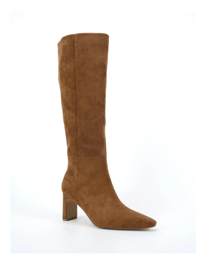 Okoro Zip-Up Knee-High Boots in Caramel Suede image 2