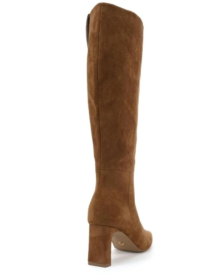 Okoro Zip-Up Knee-High Boots in Caramel Suede image 3