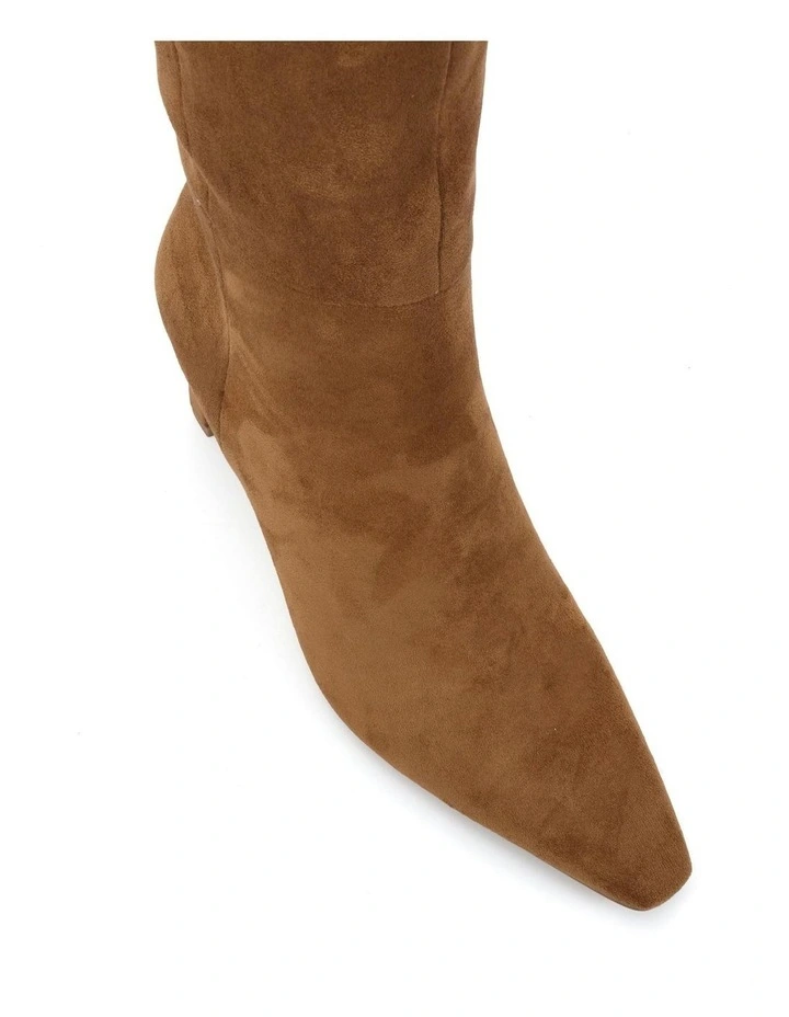 Okoro Zip-Up Knee-High Boots in Caramel Suede image 4