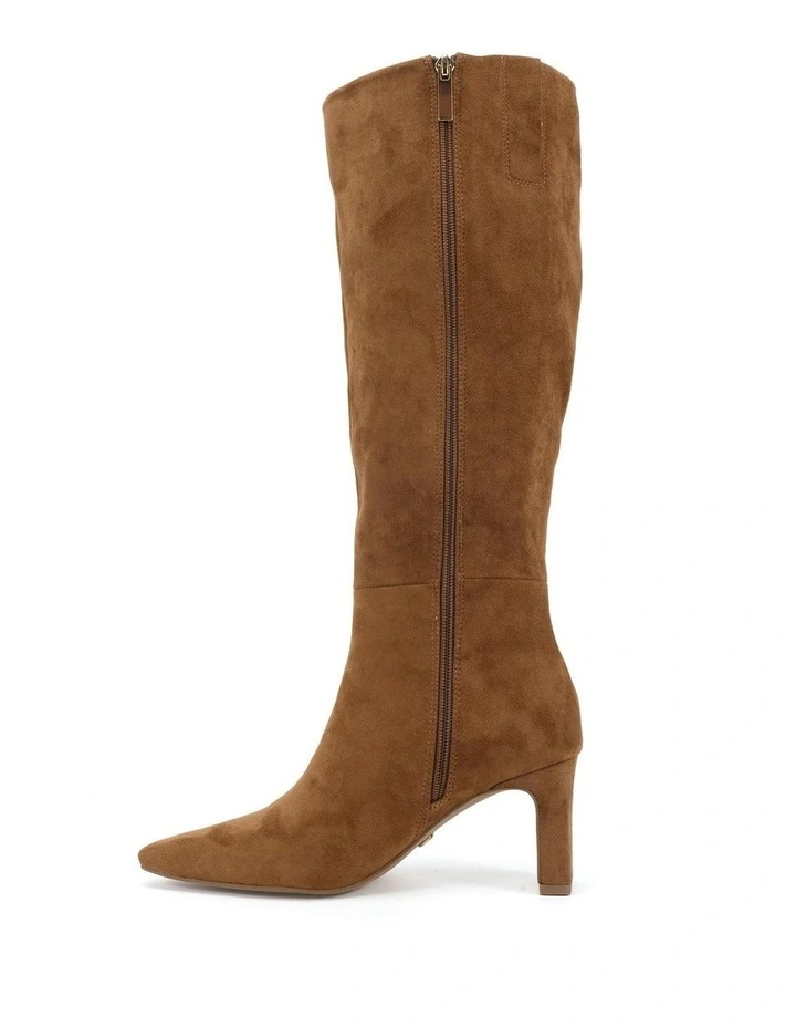 Okoro Zip-Up Knee-High Boots in Caramel Suede image 6
