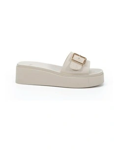 Beatific Wedge Sandals in Cream Linen