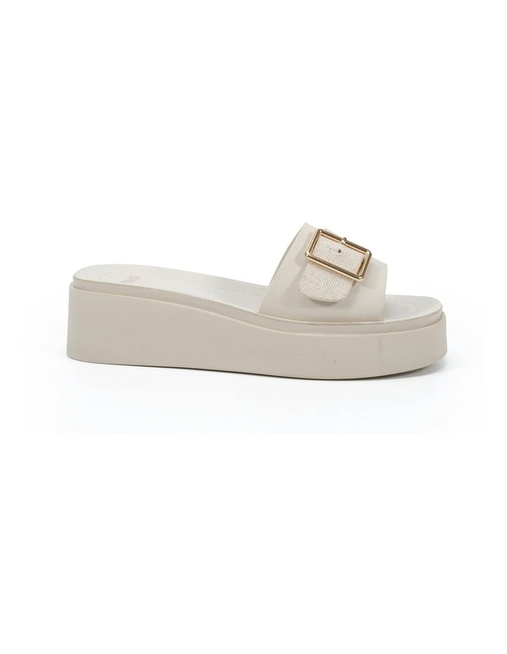 Beatific Wedge Sandals in Cream Linen image 1