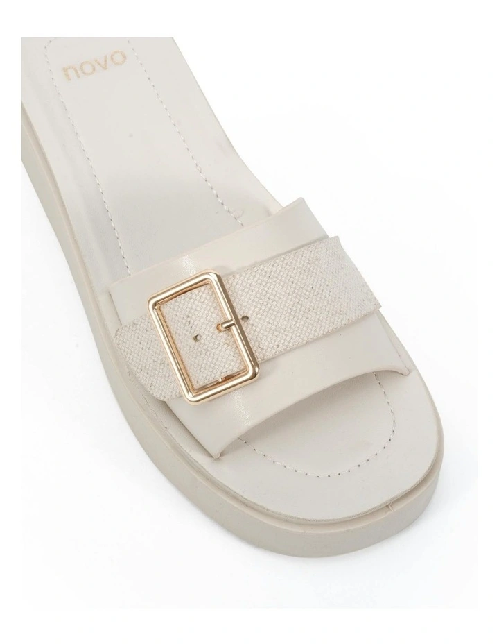 Beatific Wedge Sandals in Cream Linen image 4
