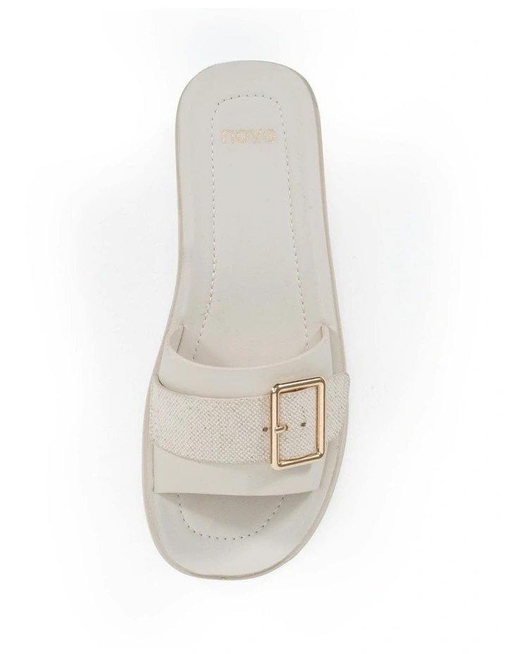 Beatific Wedge Sandals in Cream Linen image 5