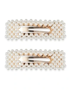 Adrienne Hair Clip Set in Pearl