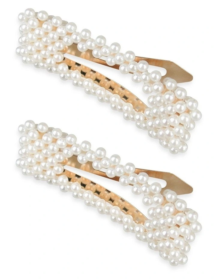Adrienne Hair Clip Set in Pearl image 3