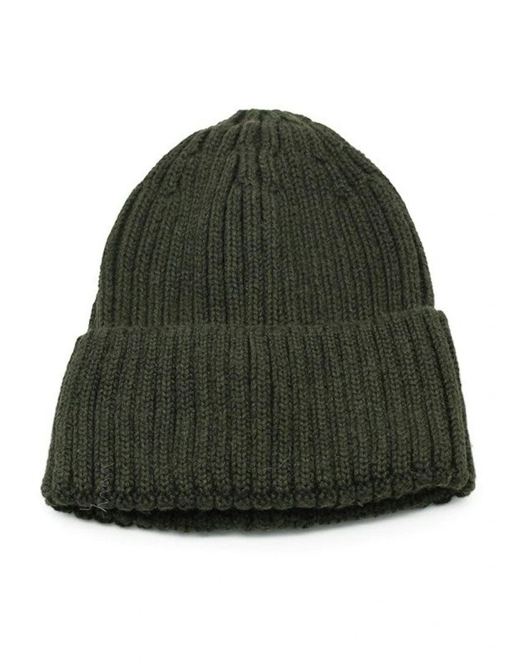 Mia Wool Blend Beanie in Khaki image 3