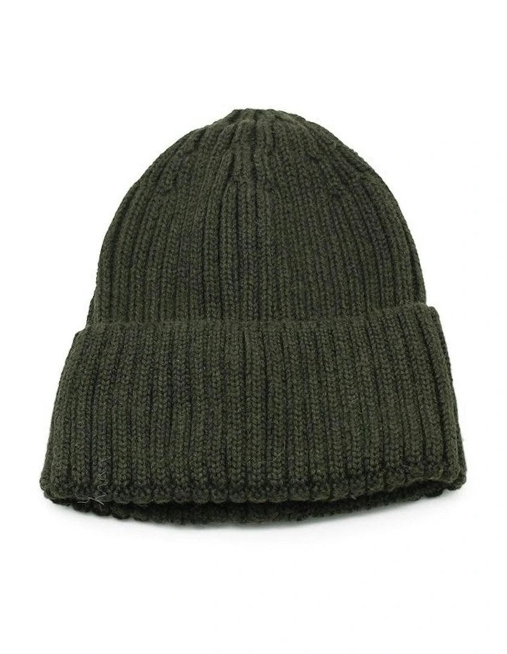 Mia Wool Blend Beanie in Khaki image 4