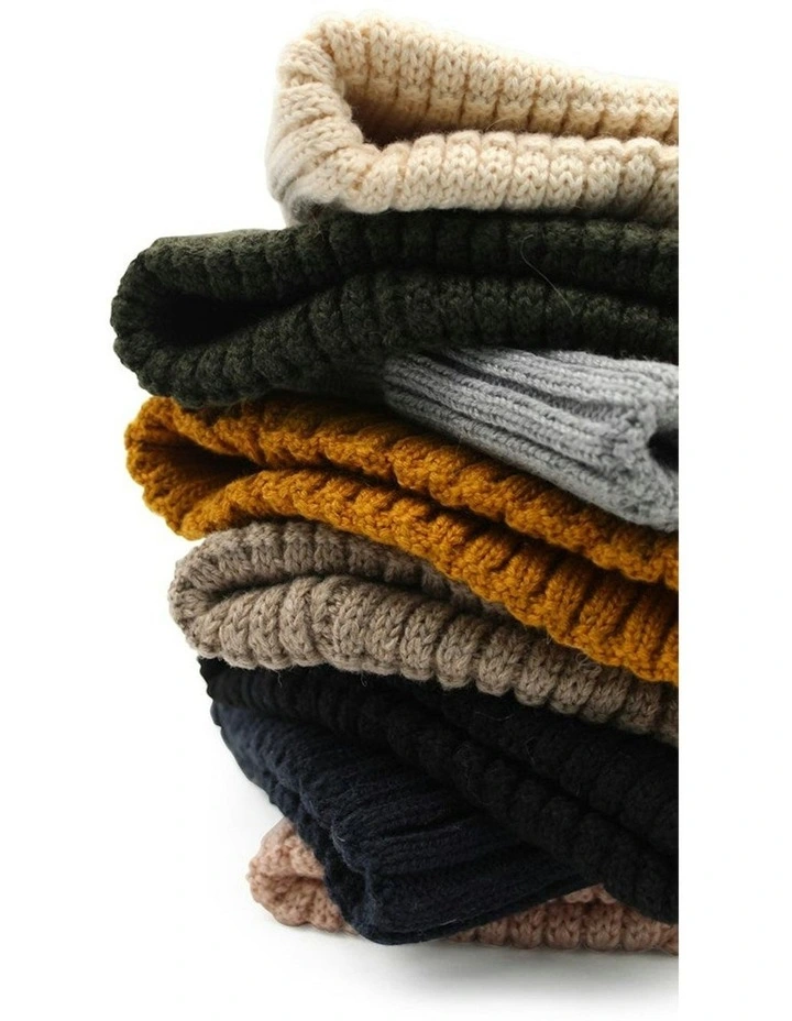 Mia Wool Blend Beanie in Khaki image 5