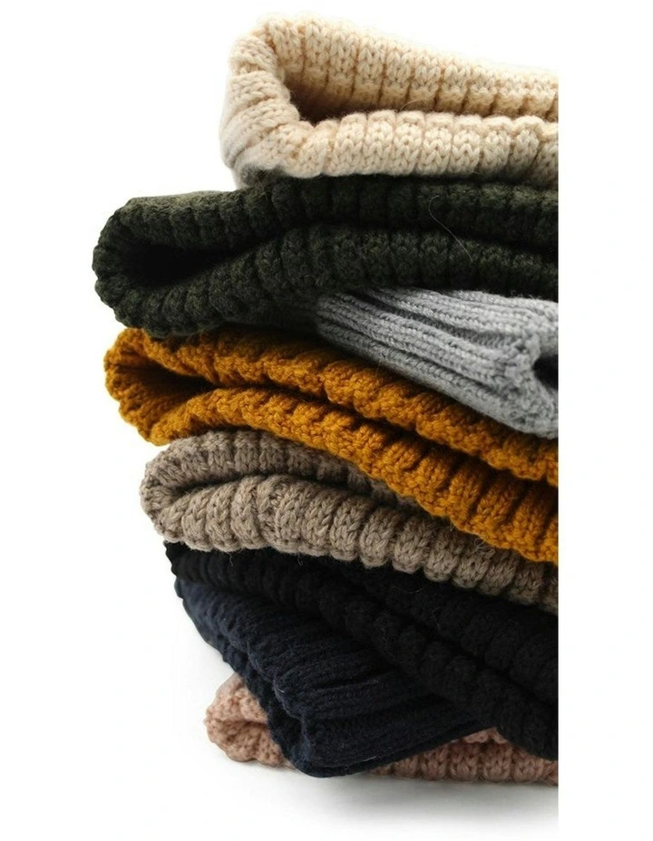 Mia Wool Blend Beanie in Khaki image 6