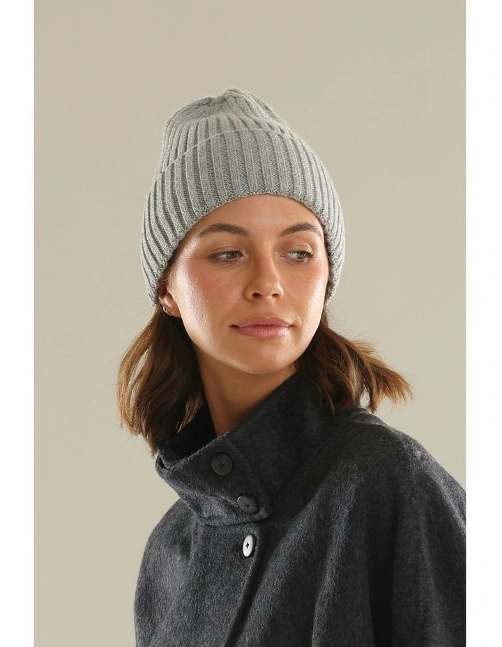 Mia Wool Blend Beanie in Grey image 2