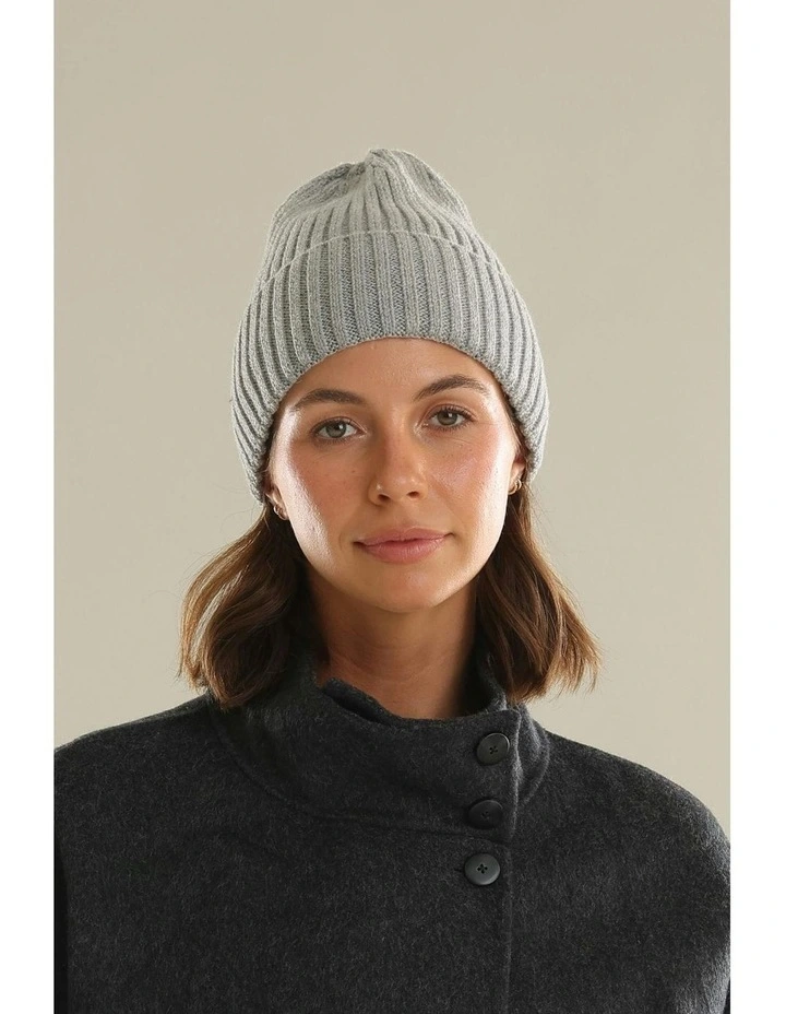 Mia Wool Blend Beanie in Grey image 3