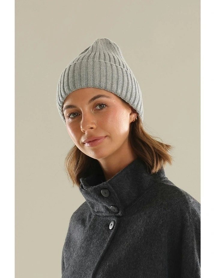 Mia Wool Blend Beanie in Grey image 5