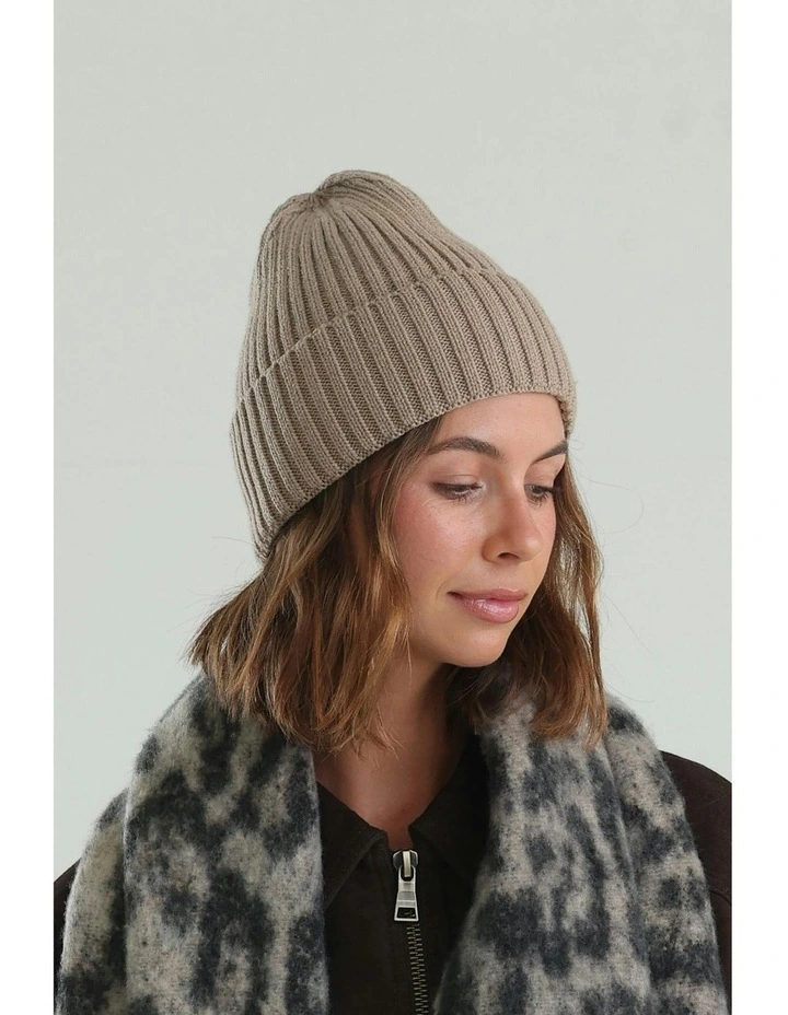 Mia Wool Blend Beanie in Latte image 4