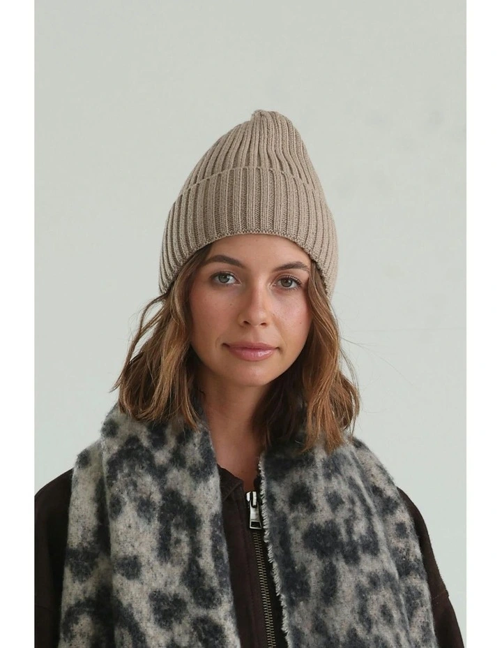 Mia Wool Blend Beanie in Latte image 5