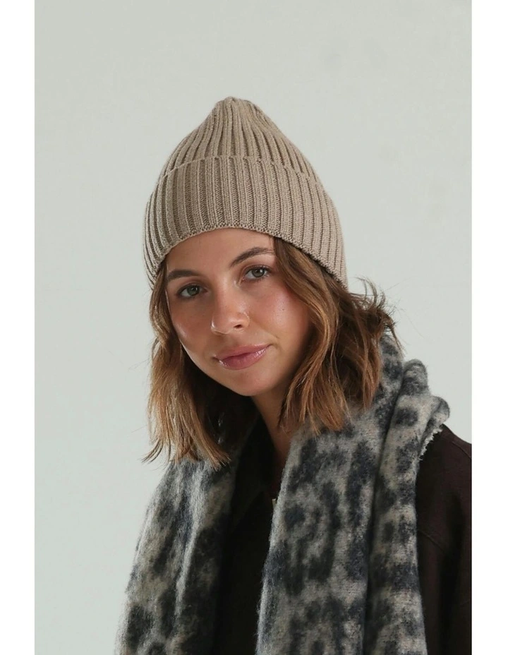 Mia Wool Blend Beanie in Latte image 7
