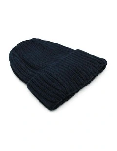 Mia Wool Blend Beanie in Navy