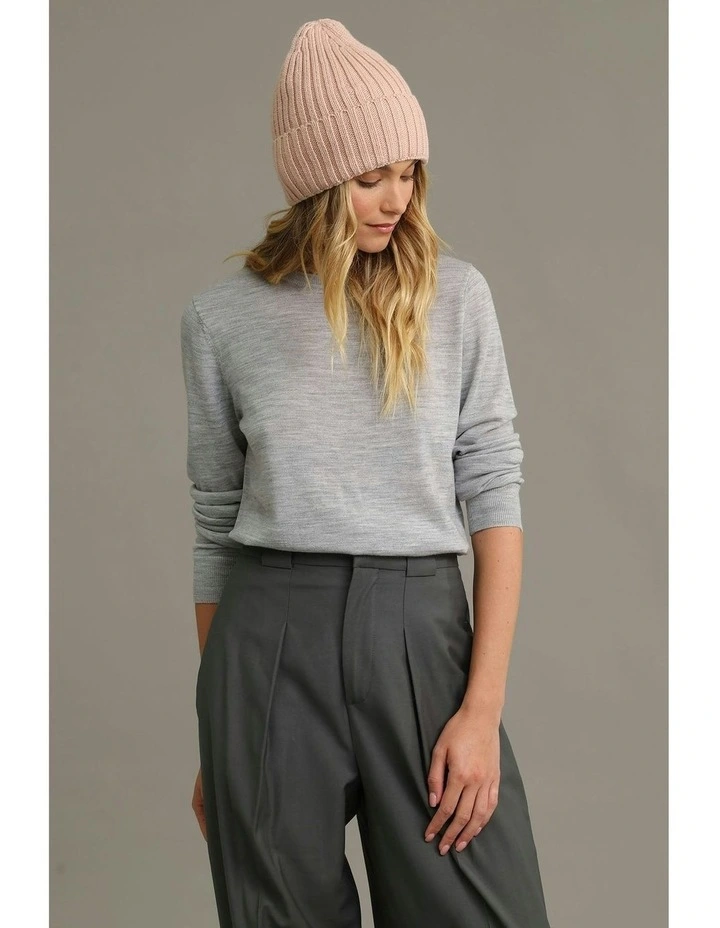 Mia Wool Blend Beanie in Pink Brown image 1