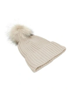 Valentine Wool Blend Beanie in Bisque