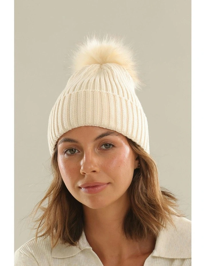 Valentine Wool Blend Beanie in Bisque image 2