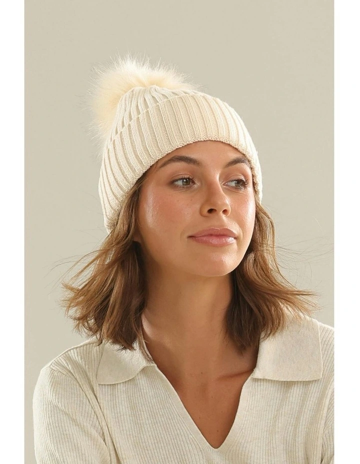 Valentine Wool Blend Beanie in Bisque image 4