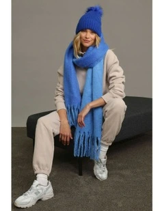 Valentine Wool Blend Beanie in Cobalt
