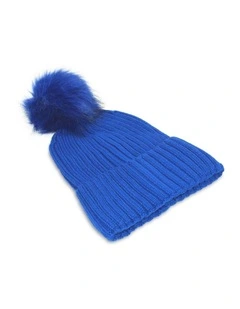 Valentine Wool Blend Beanie in Cobalt