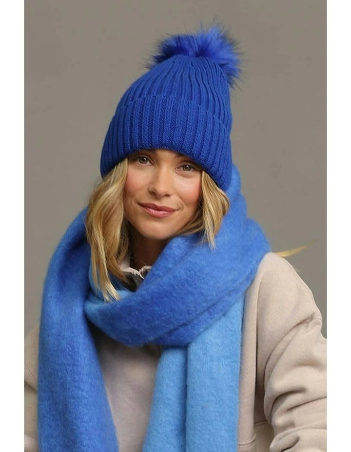 Valentine Wool Blend Beanie in Cobalt image 2