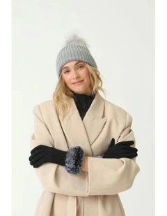 Valentine Wool Blend Beanie in Grey