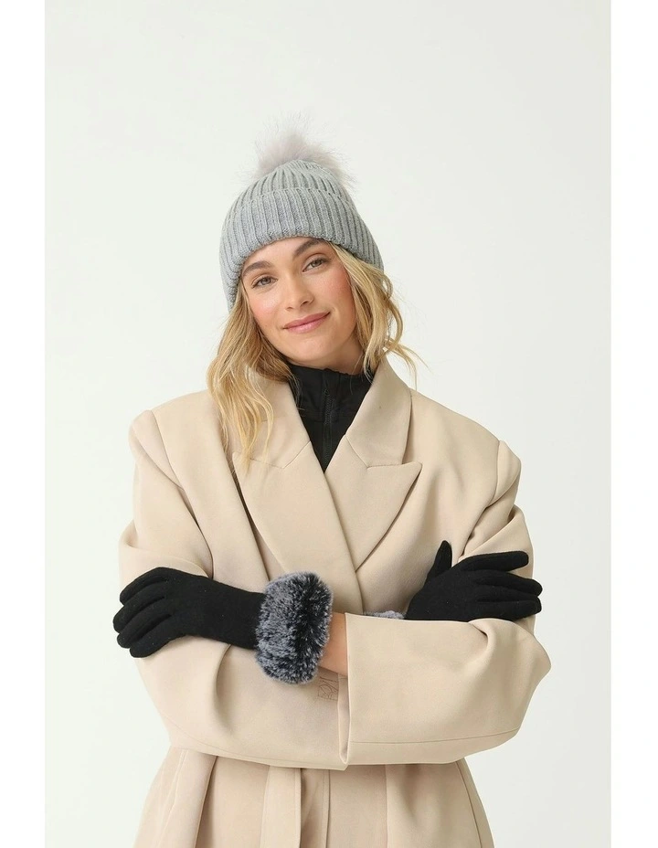 Valentine Wool Blend Beanie in Grey image 1