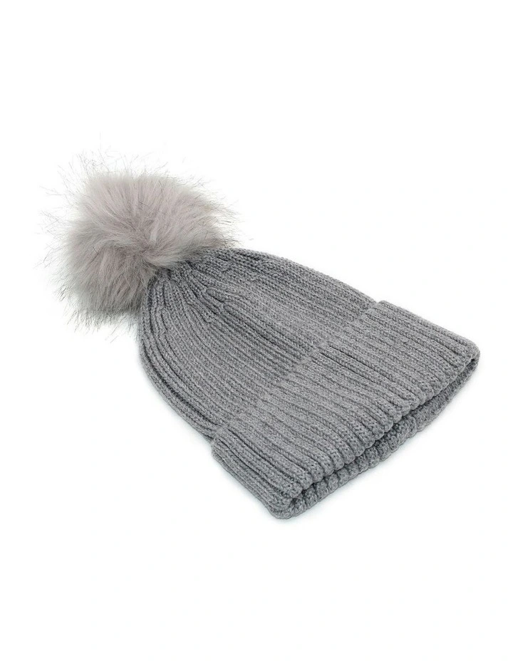 Valentine Wool Blend Beanie in Grey image 2