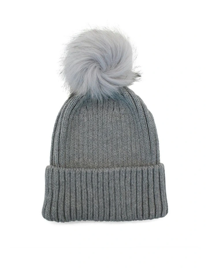 Valentine Wool Blend Beanie in Grey image 3