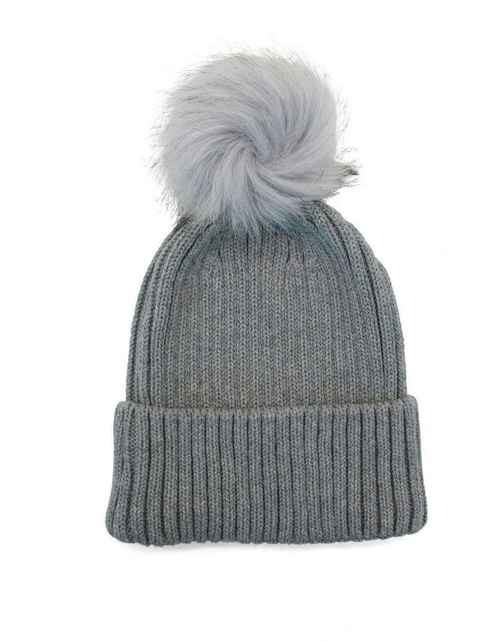 Valentine Wool Blend Beanie in Grey image 4