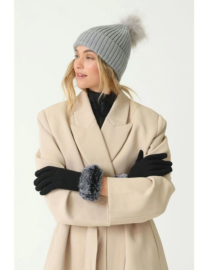 Valentine Wool Blend Beanie in Grey image 4